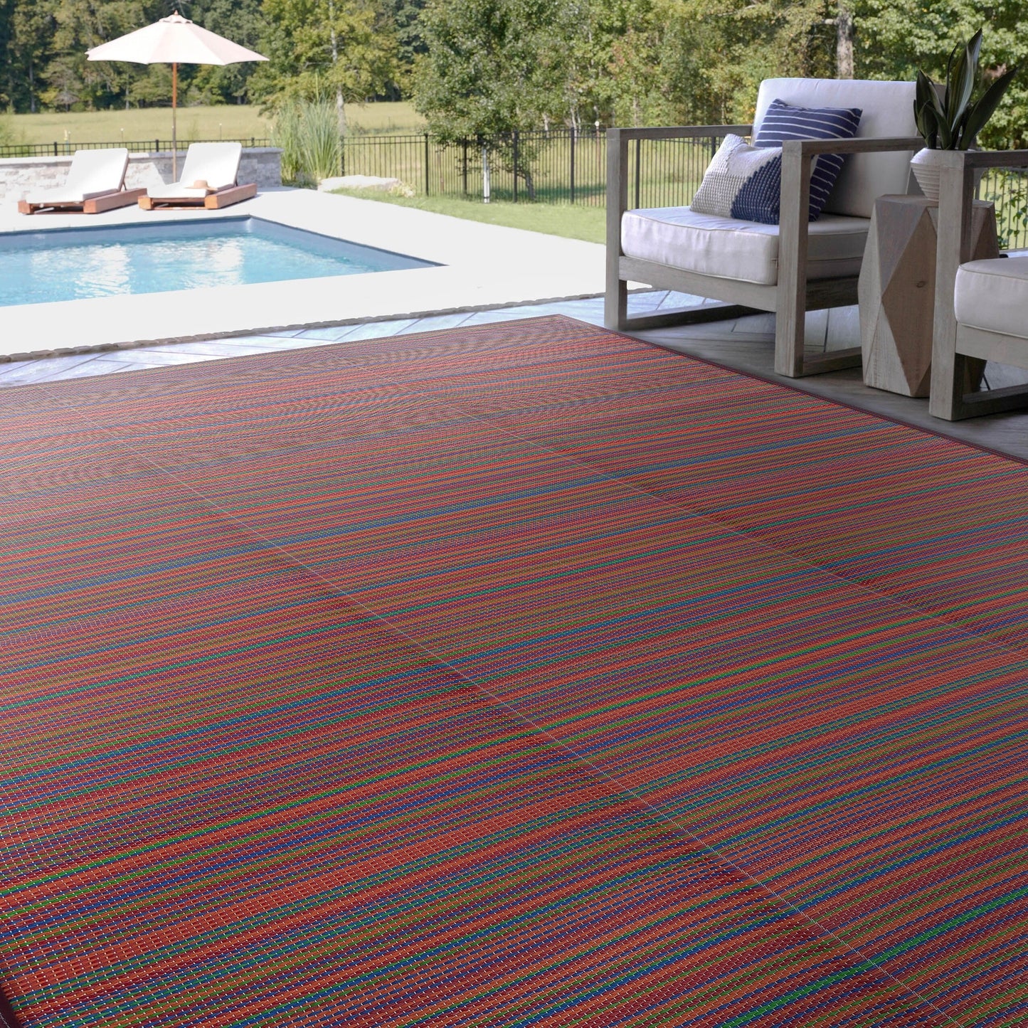 Tapis d'intérieur/extérieur à rayures de plage Lalune