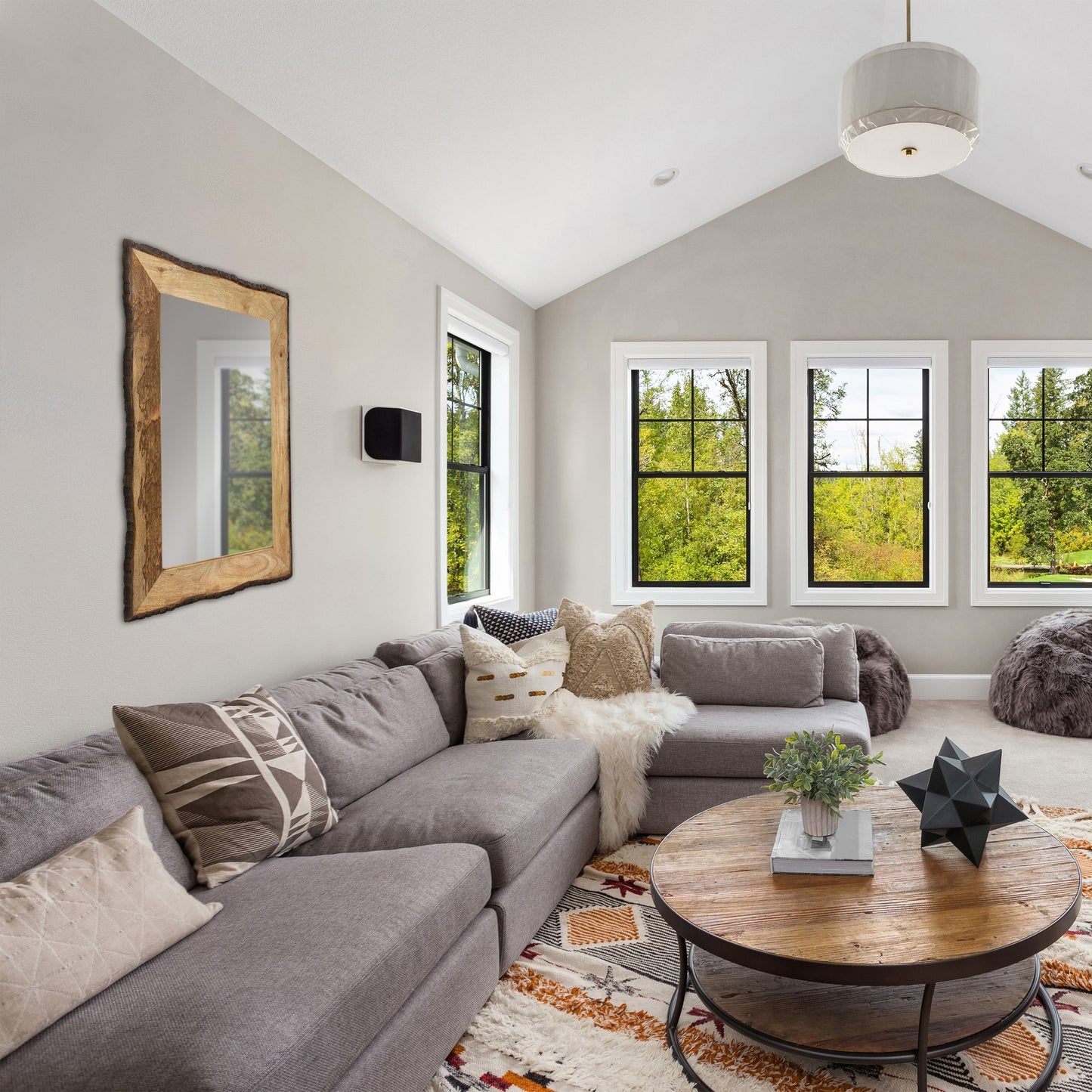 Miroir mural rectangulaire en bois et verre brun et beige Lamont River of Goods - 39 x 1,25 x 28