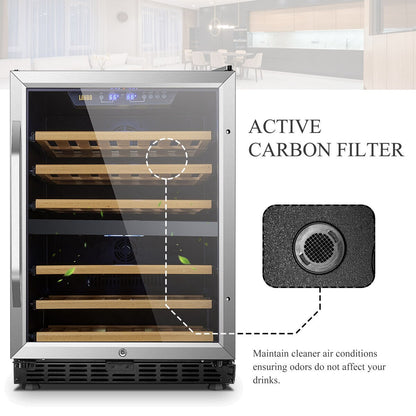 Refroidisseur à vin à compresseur double zone intégré Lanbo de 24 pouces, capacité de 44 bouteilles