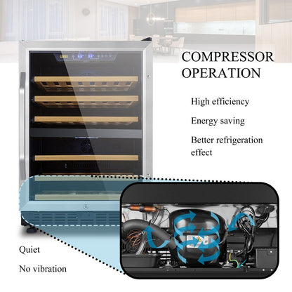 Refroidisseur à vin à compresseur double zone intégré Lanbo de 24 pouces, capacité de 44 bouteilles