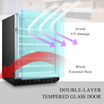 Refroidisseur à vin à compresseur double zone intégré Lanbo de 24 pouces, capacité de 44 bouteilles