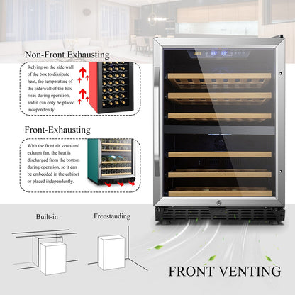 Refroidisseur à vin à compresseur double zone intégré Lanbo de 24 pouces, capacité de 44 bouteilles