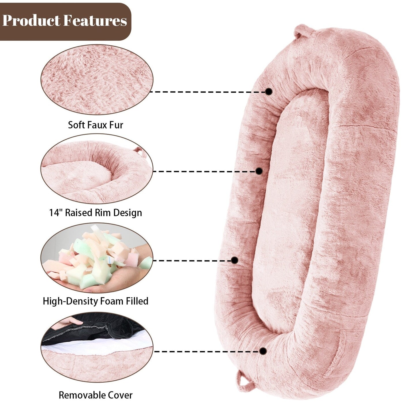 Lit géant pour chien (71 x 48 x 14 cm), lavable, idéal pour les siestes des humains et des adultes.