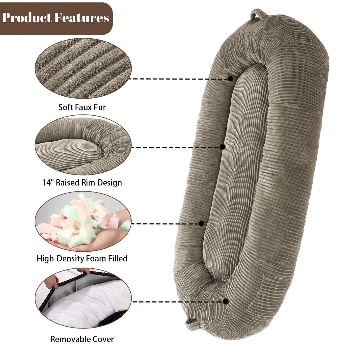 Lit géant pour chien (71 x 48 x 14 cm), lavable, idéal pour les siestes des humains et des adultes.