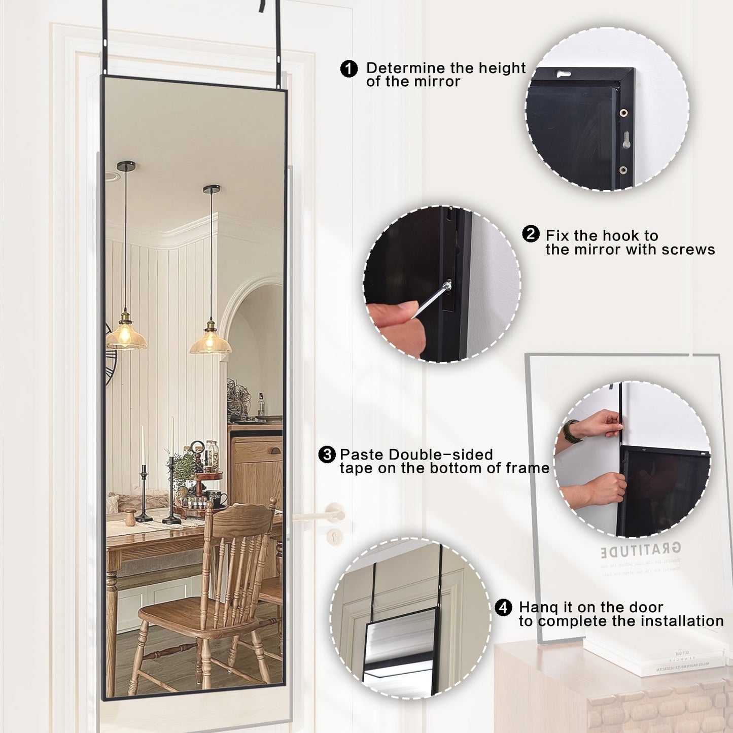 Grand miroir mural sur pied à suspendre