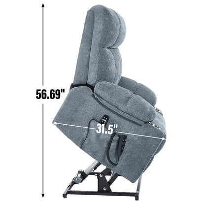 Fauteuil inclinable électrique Lazy Boy à double moteur en chenille avec massage et chauffage lombaire, deux porte-gobelets, gris-bleu