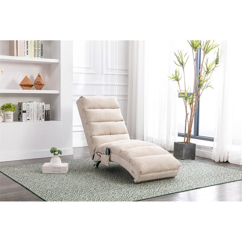 Fauteuil de massage inclinable en lin avec télécommande, fauteuil de massage électrique ergonomique, 5 modes