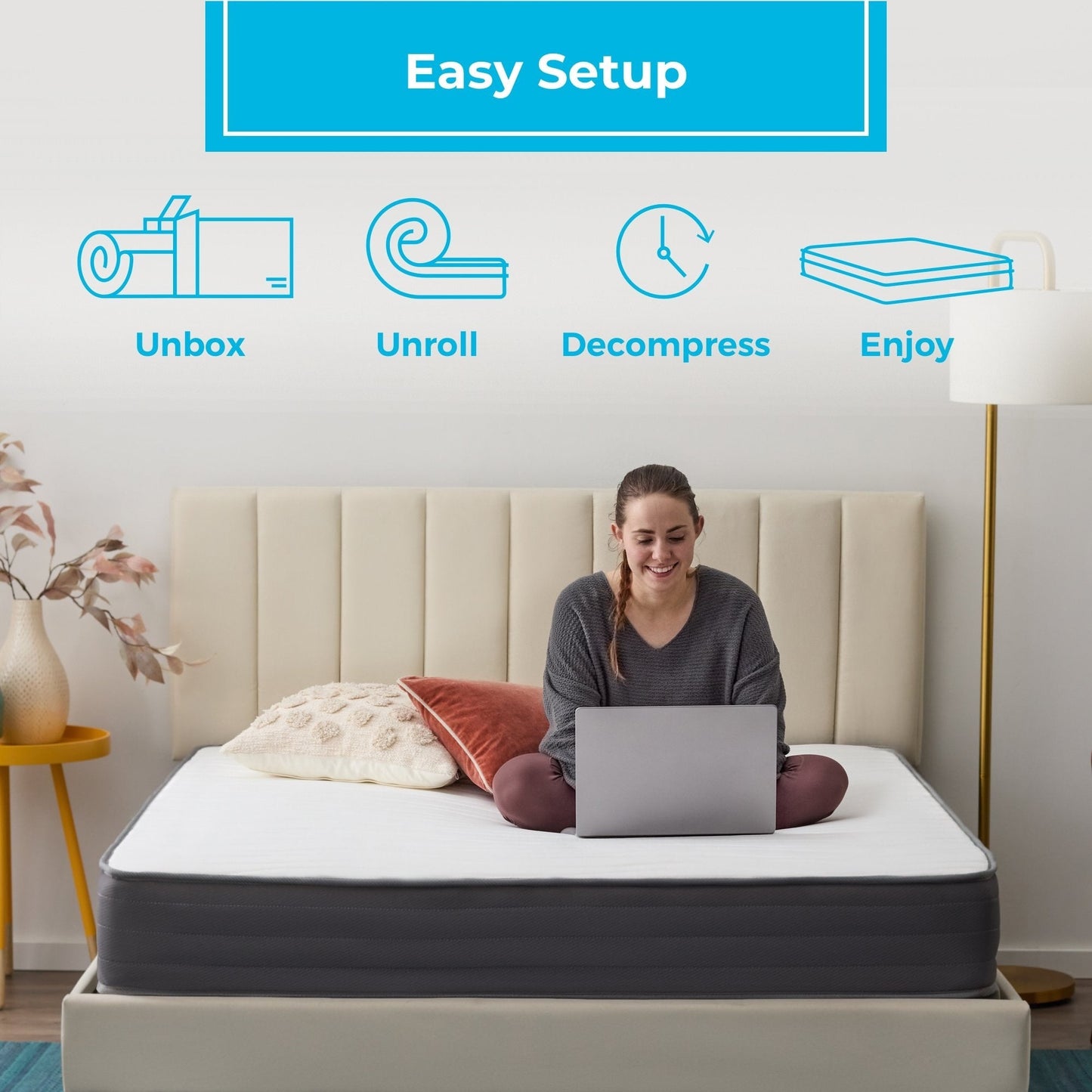 Matelas hybride ferme en mousse viscoélastique Linenspa de 20 cm