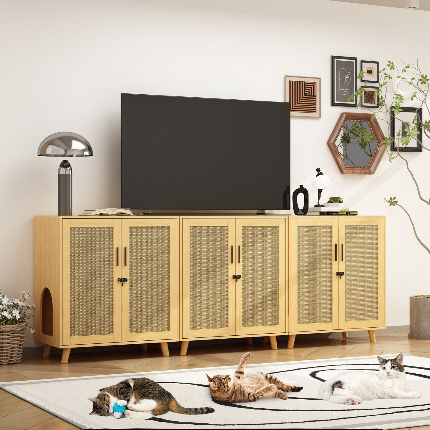 Enceinte de bac à litière pour chat Meubles Table d'appoint Canapé Table