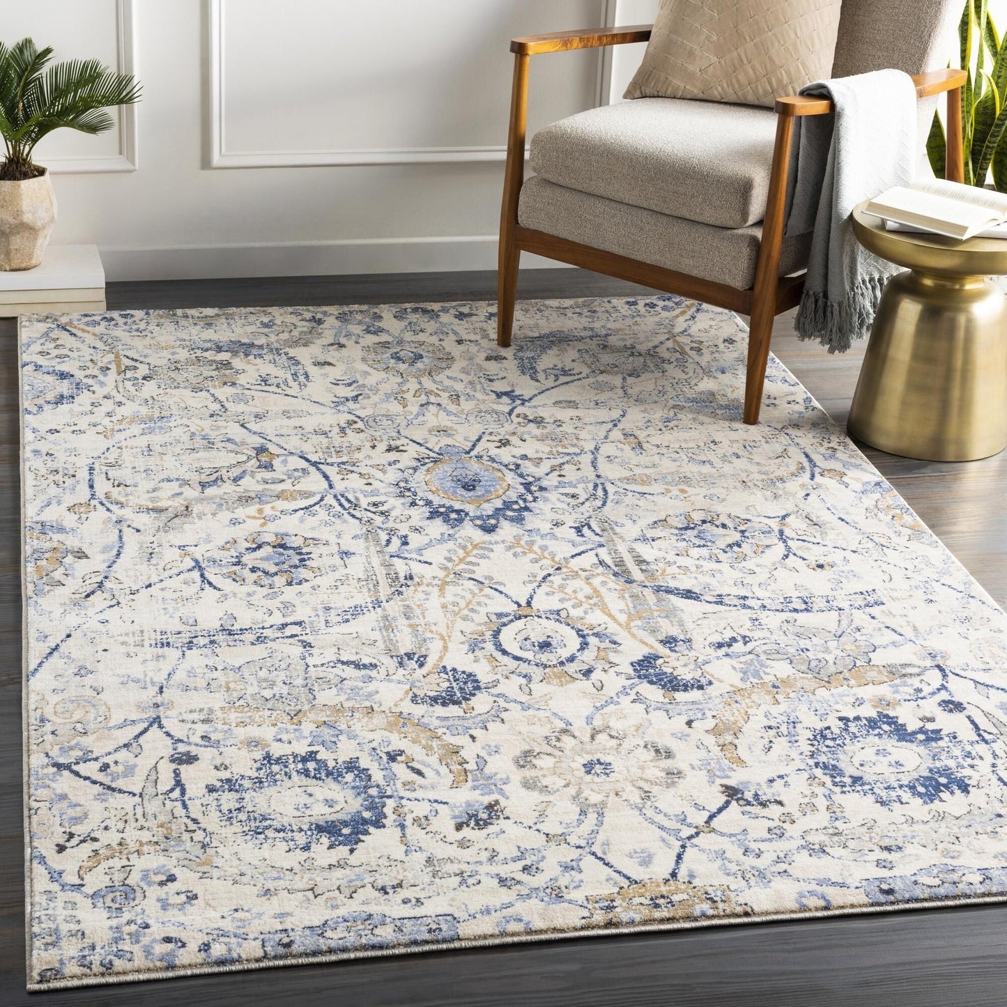 Tapis Livabliss Indigo à médaillon traditionnel revisité