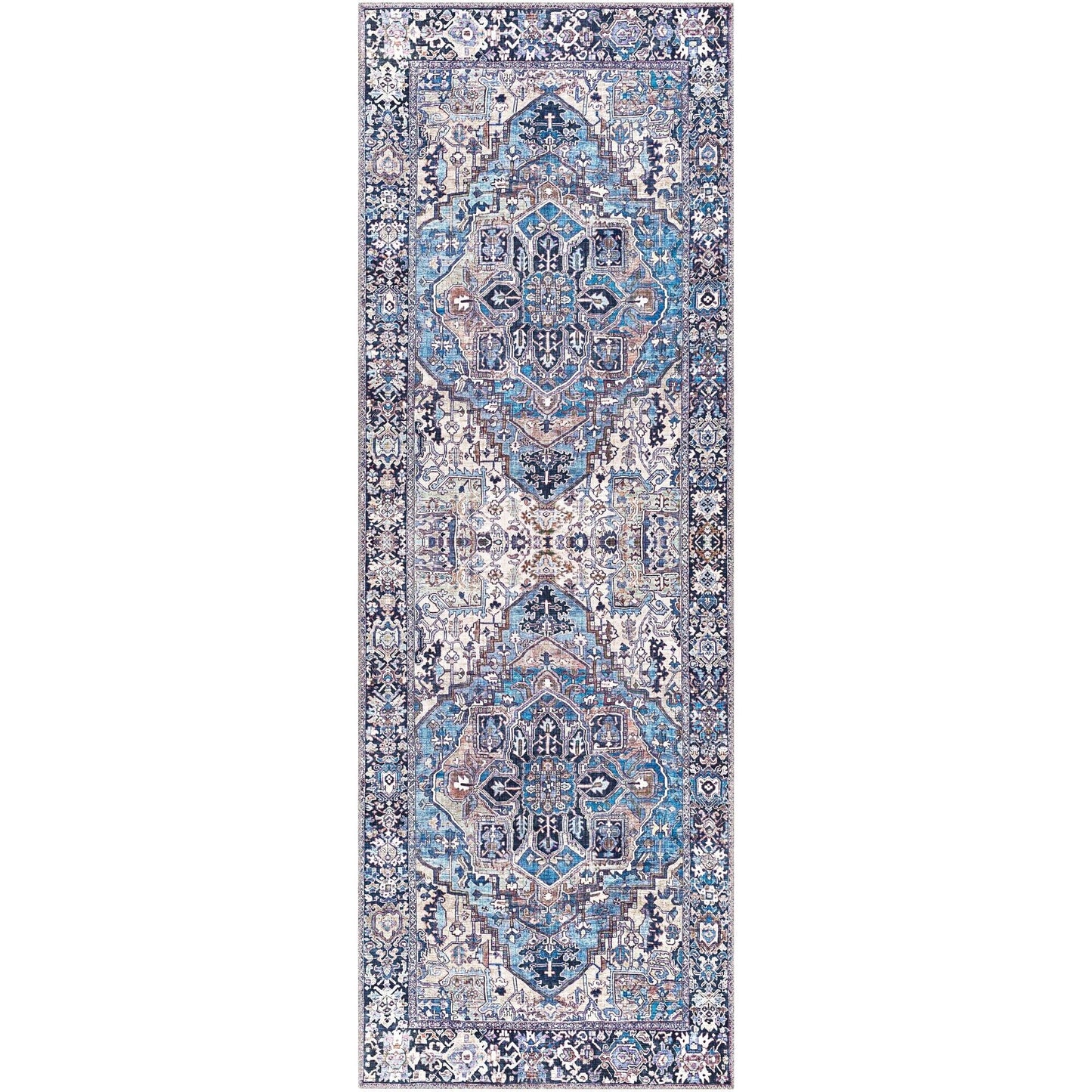 Tapis de sol Livabliss Iris à médaillon traditionnel revisité