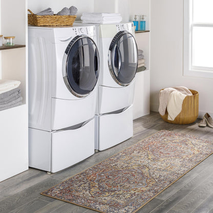 Tapis de sol Livabliss Iris à médaillon traditionnel revisité