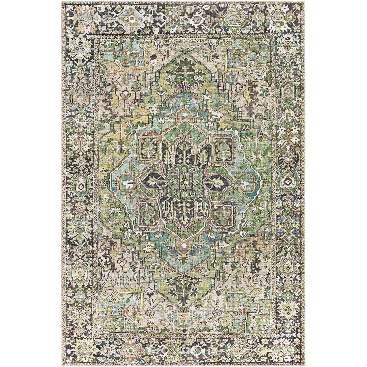 Tapis de sol Livabliss Iris à médaillon traditionnel revisité