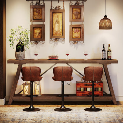 Table console en bois rustique de 70,9 pouces de long avec étagère de rangement