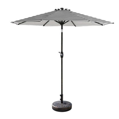 Parasol de patio Lopes de 9 pieds avec base en finition bronze et support de poids inclus