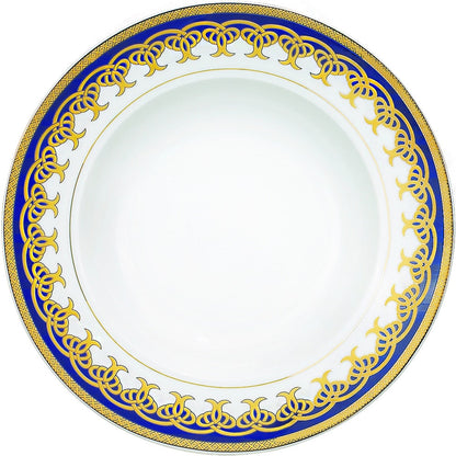 Service de table en porcelaine Lorren Home Trends, 57 pièces, aux accents dorés et bleus