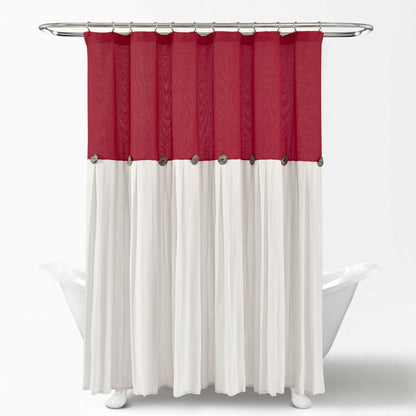 Rideau de douche à boutons en lin bicolore Lush Decor