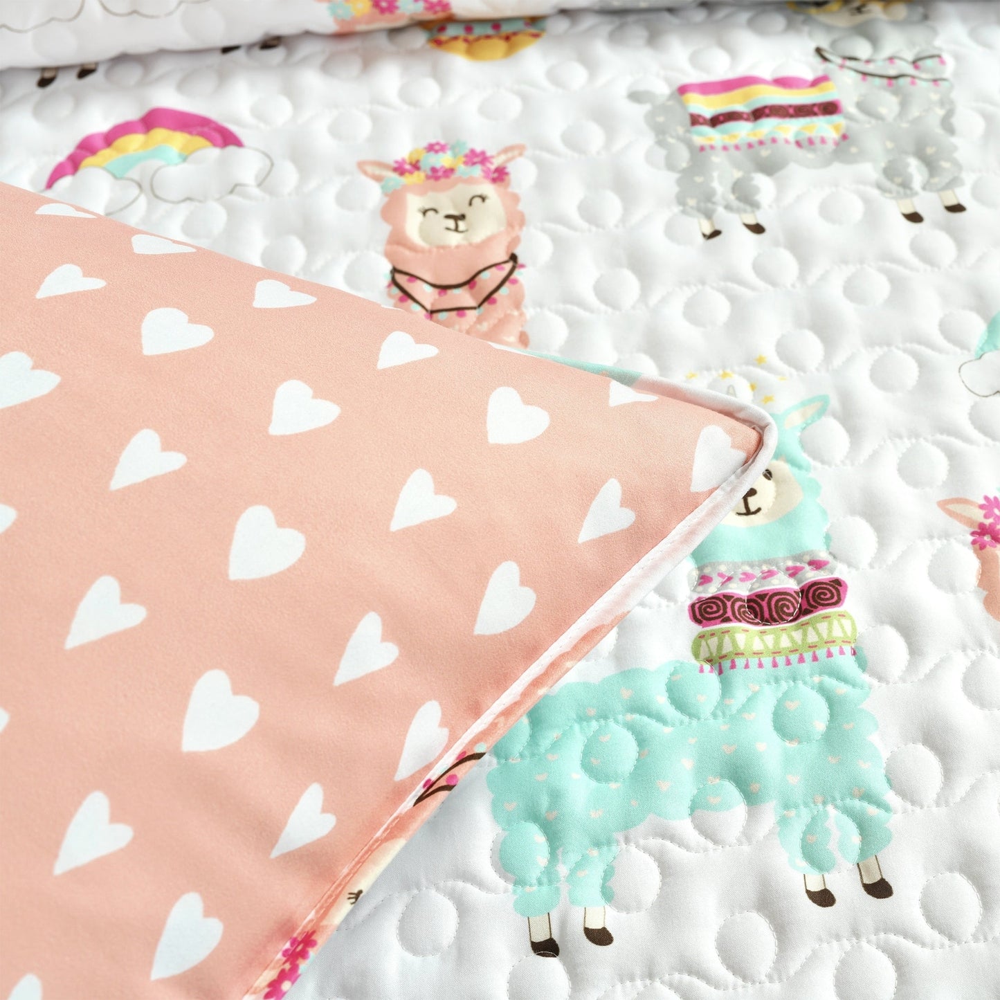 Ensemble de courtepointe réversible à imprimé cactus lama du sud-ouest de Lush Decor