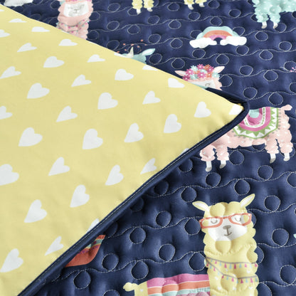 Ensemble de courtepointe réversible à imprimé cactus lama du sud-ouest de Lush Decor