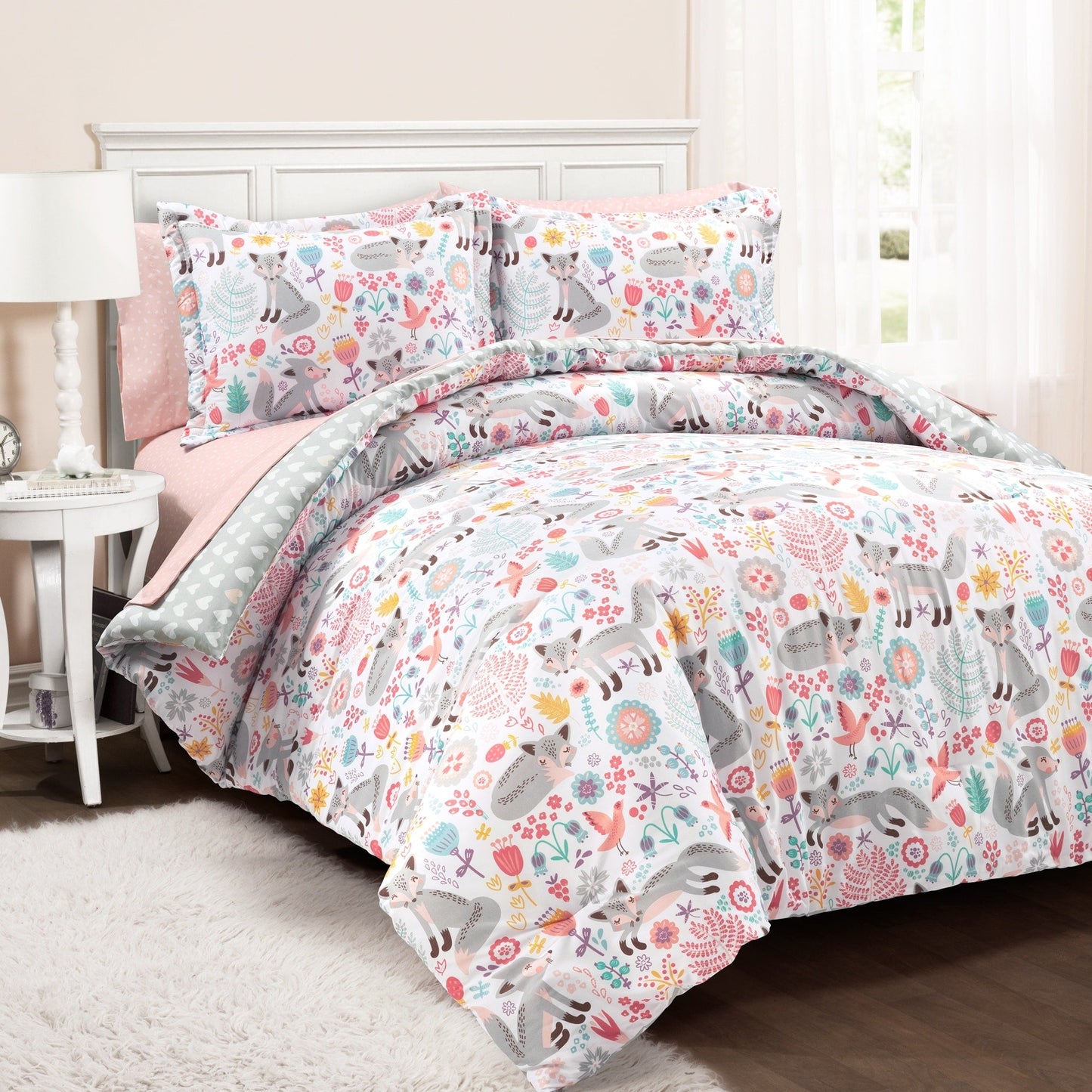 Lush Decor Pixie Fox avec ensemble de draps et couette pour enfants Back To Campus