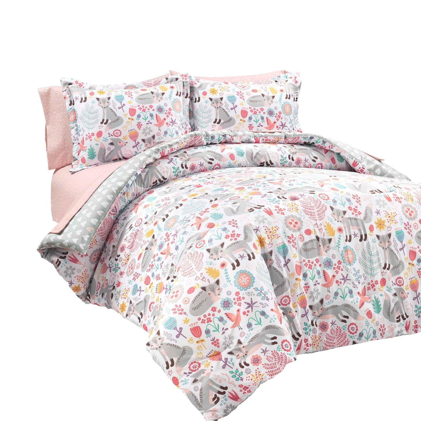 Lush Decor Pixie Fox avec ensemble de draps et couette pour enfants Back To Campus