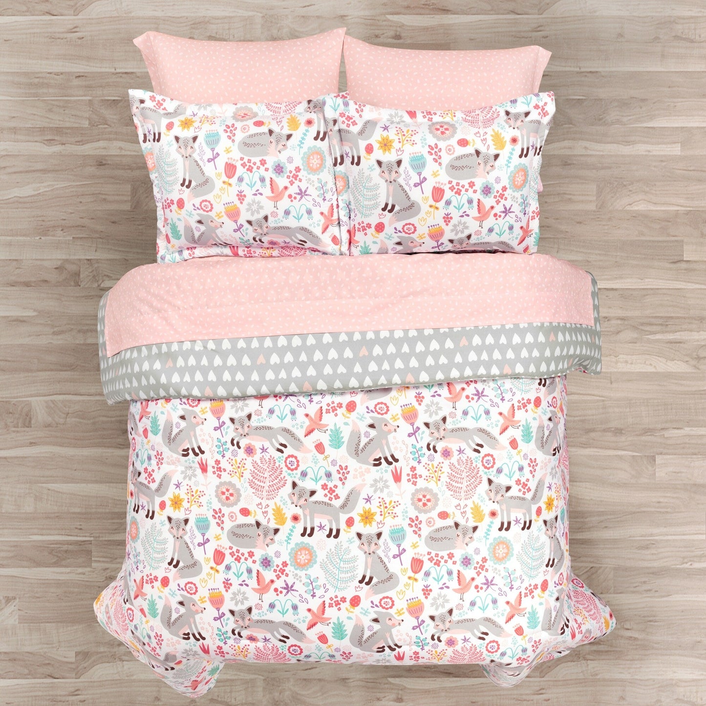 Lush Decor Pixie Fox avec ensemble de draps et couette pour enfants Back To Campus