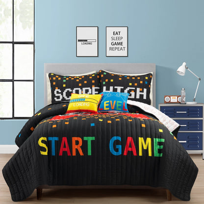 Ensemble de courtepointe 5 pièces pour enfants Lush Decor à thème jeux vidéo