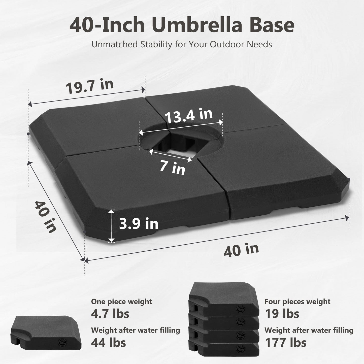 MAISON ARTS Parasol déporté hydraulique automatique de 12 pieds avec mât en aluminium et rotation à 360 degrés
