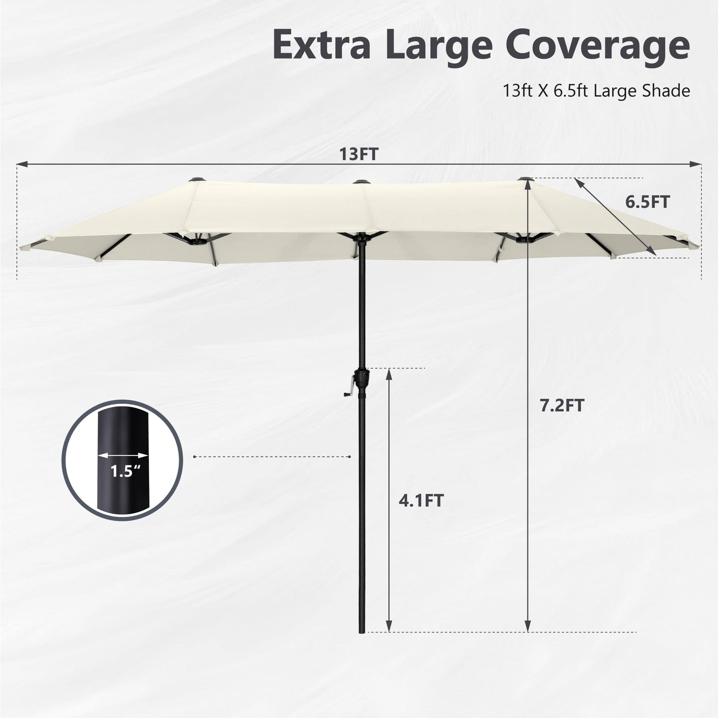 Parasol de patio double face MAISON ARTS extra large de 13 pieds avec manivelle