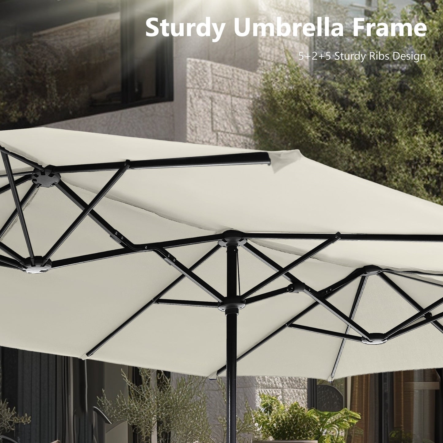 Parasol de patio double face MAISON ARTS extra large de 13 pieds avec manivelle