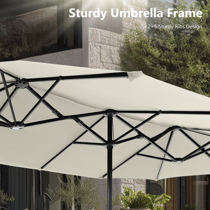 Parasol de patio double face MAISON ARTS extra large de 13 pieds avec manivelle