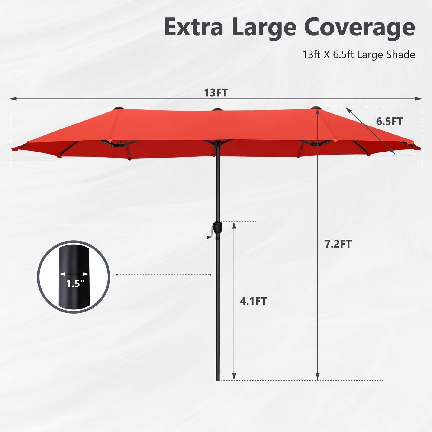 Parasol de patio double face MAISON ARTS extra large de 13 pieds avec manivelle
