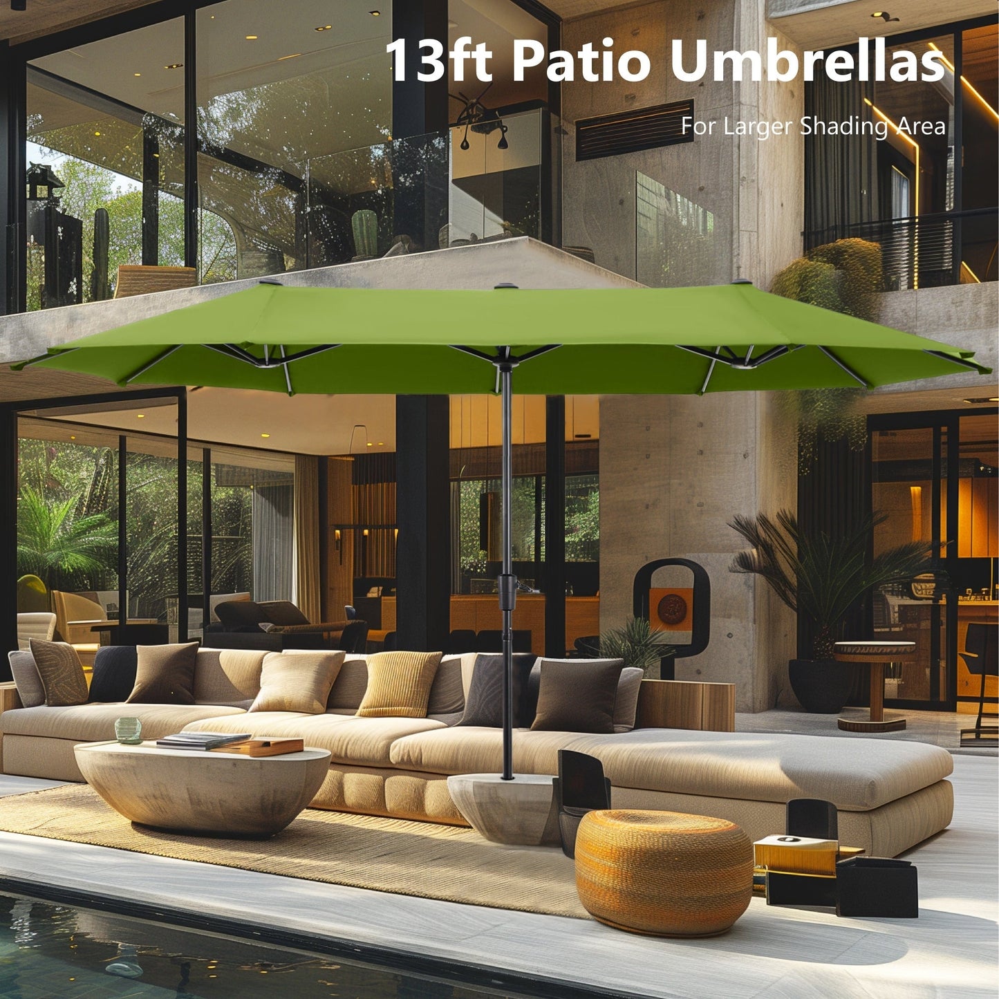 Parasol de patio double face MAISON ARTS extra large de 13 pieds avec manivelle