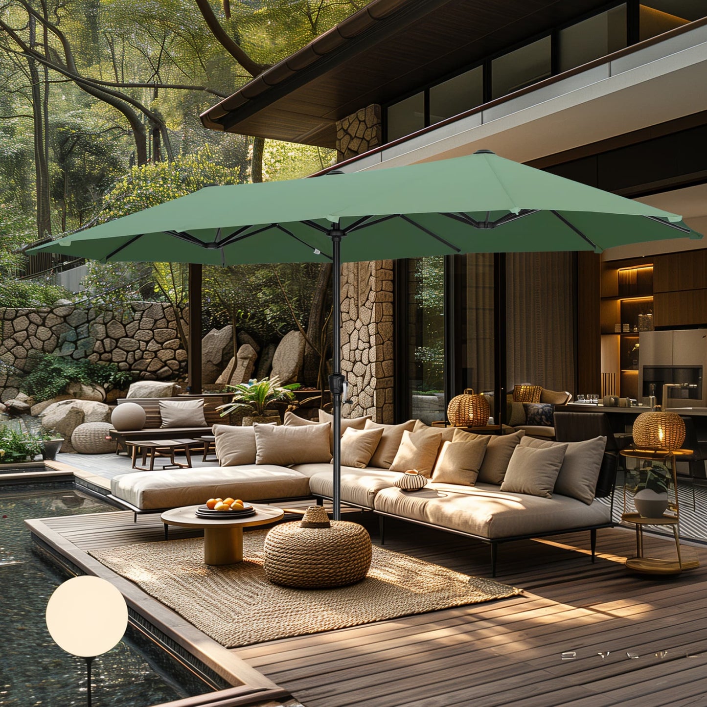 Parasol de patio double face MAISON ARTS extra large de 13 pieds avec manivelle