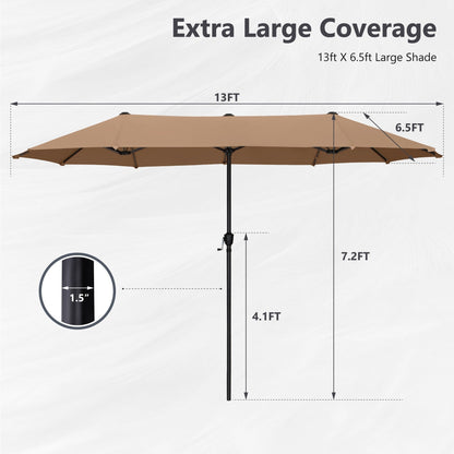 Parasol de patio double face MAISON ARTS extra large de 13 pieds avec manivelle