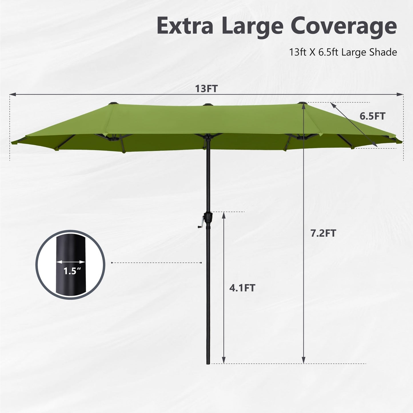 Parasol de patio double face MAISON ARTS extra large de 13 pieds avec manivelle