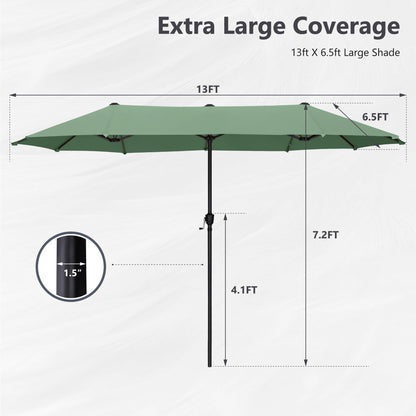 Parasol de patio double face MAISON ARTS extra large de 13 pieds avec manivelle