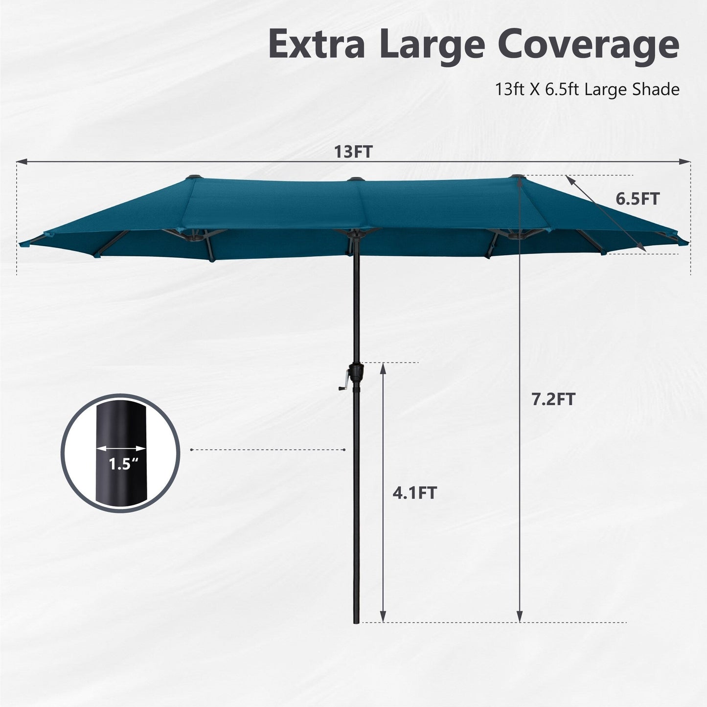 Parasol de patio double face MAISON ARTS extra large de 13 pieds avec manivelle