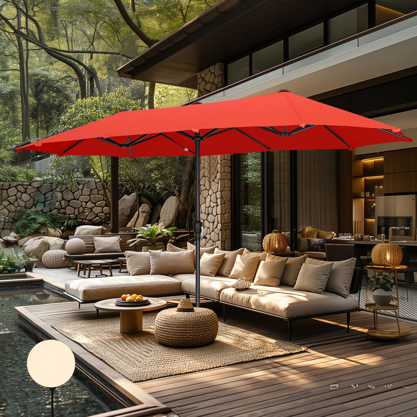 Parasol de patio double face MAISON ARTS extra large de 13 pieds avec manivelle