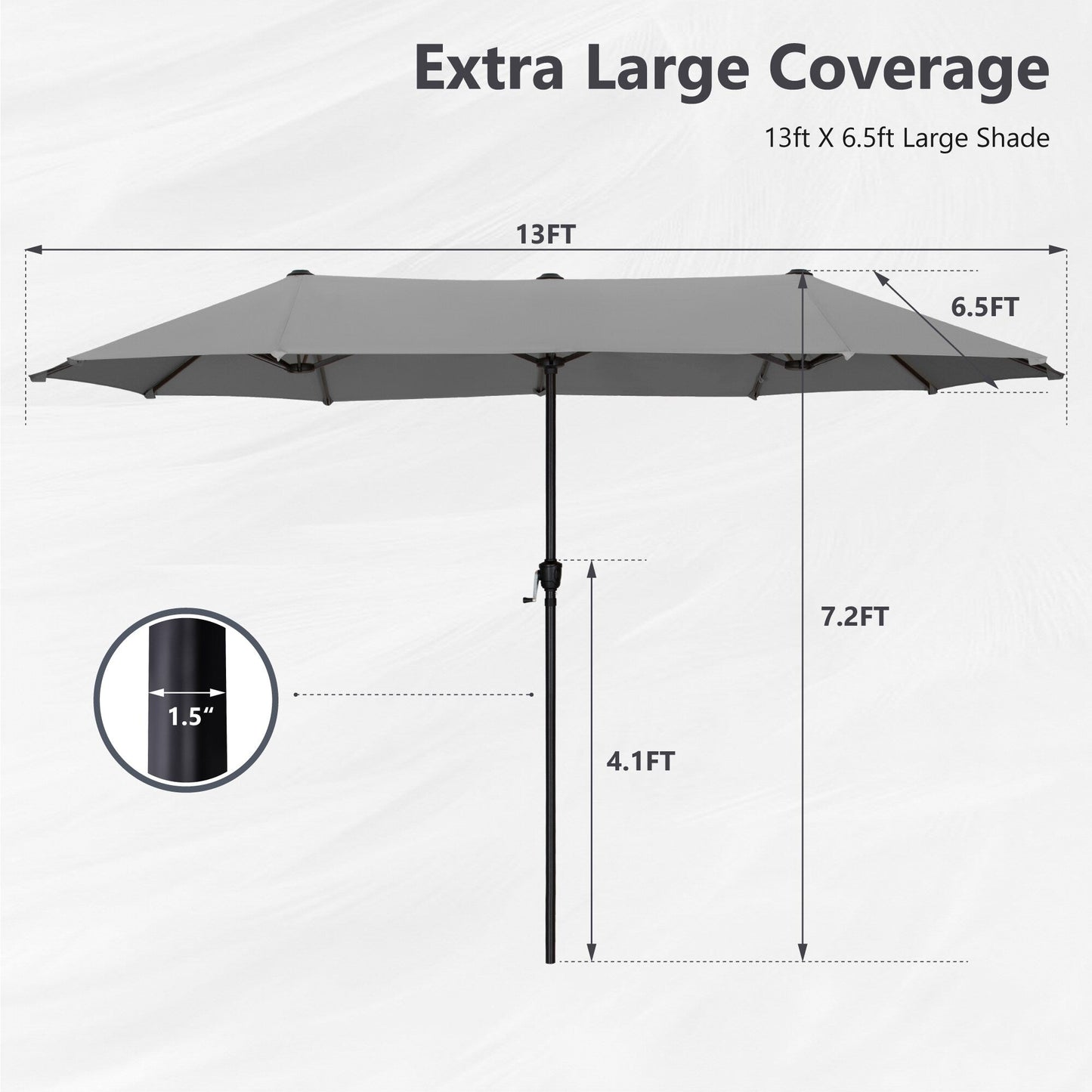 Parasol de patio double face MAISON ARTS extra large de 13 pieds avec manivelle