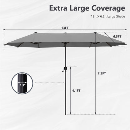 Parasol de patio double face MAISON ARTS extra large de 13 pieds avec manivelle