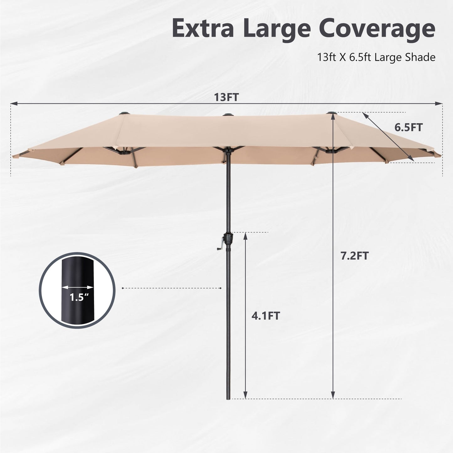 Parasol de patio double face MAISON ARTS extra large de 13 pieds avec manivelle