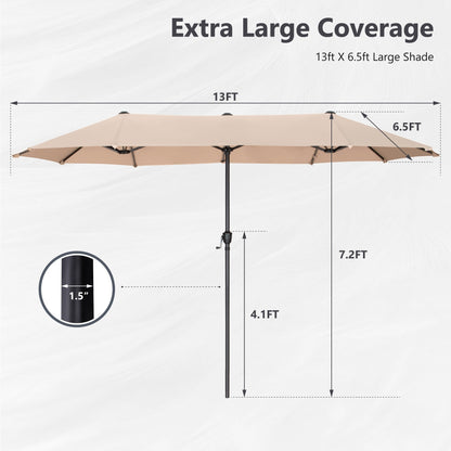 Parasol de patio double face MAISON ARTS extra large de 13 pieds avec manivelle