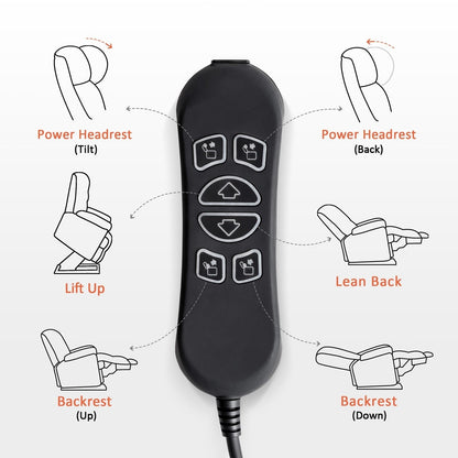 Fauteuil inclinable électrique à double moteur MCombo, grand format, avec massage et double chauffage, pour personnes âgées de grande taille, tissu R7635
