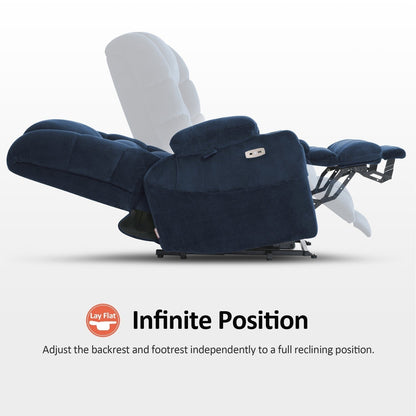 Fauteuil inclinable électrique à double moteur MCombo, grand format, avec massage et double chauffage, pour personnes âgées de grande taille, tissu R7635