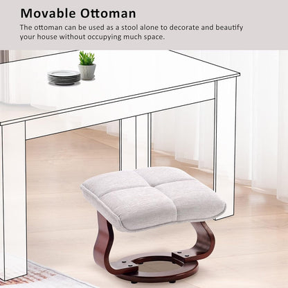 Ensemble de 2 fauteuils inclinables pivotants avec pouf et coussin de nuque, tissu chenille