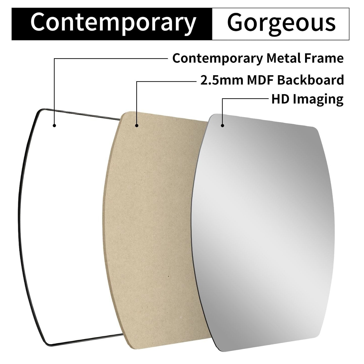 Miroir mural oblong en métal MacLuu