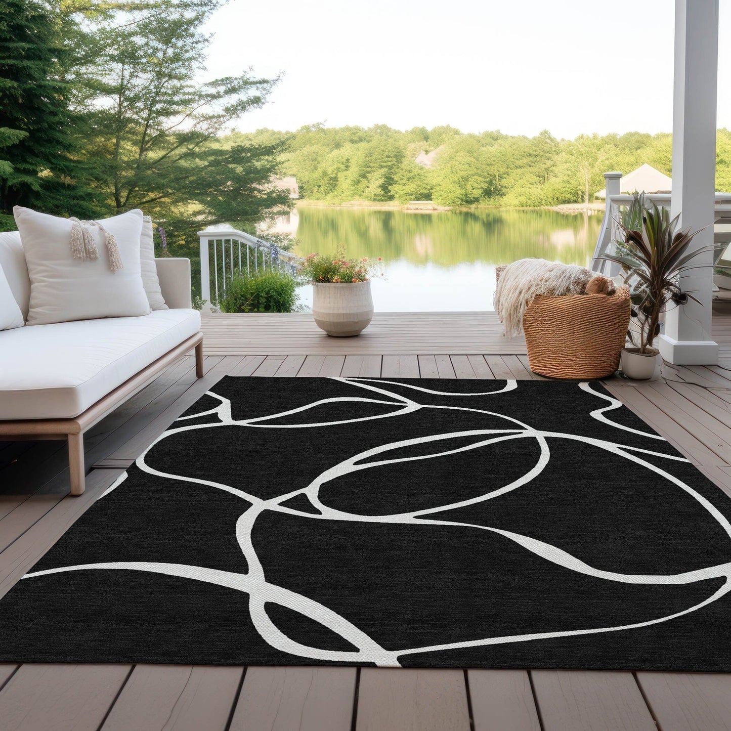 Tapis Chantille moderne abstrait lavable en machine pour intérieur/extérieur