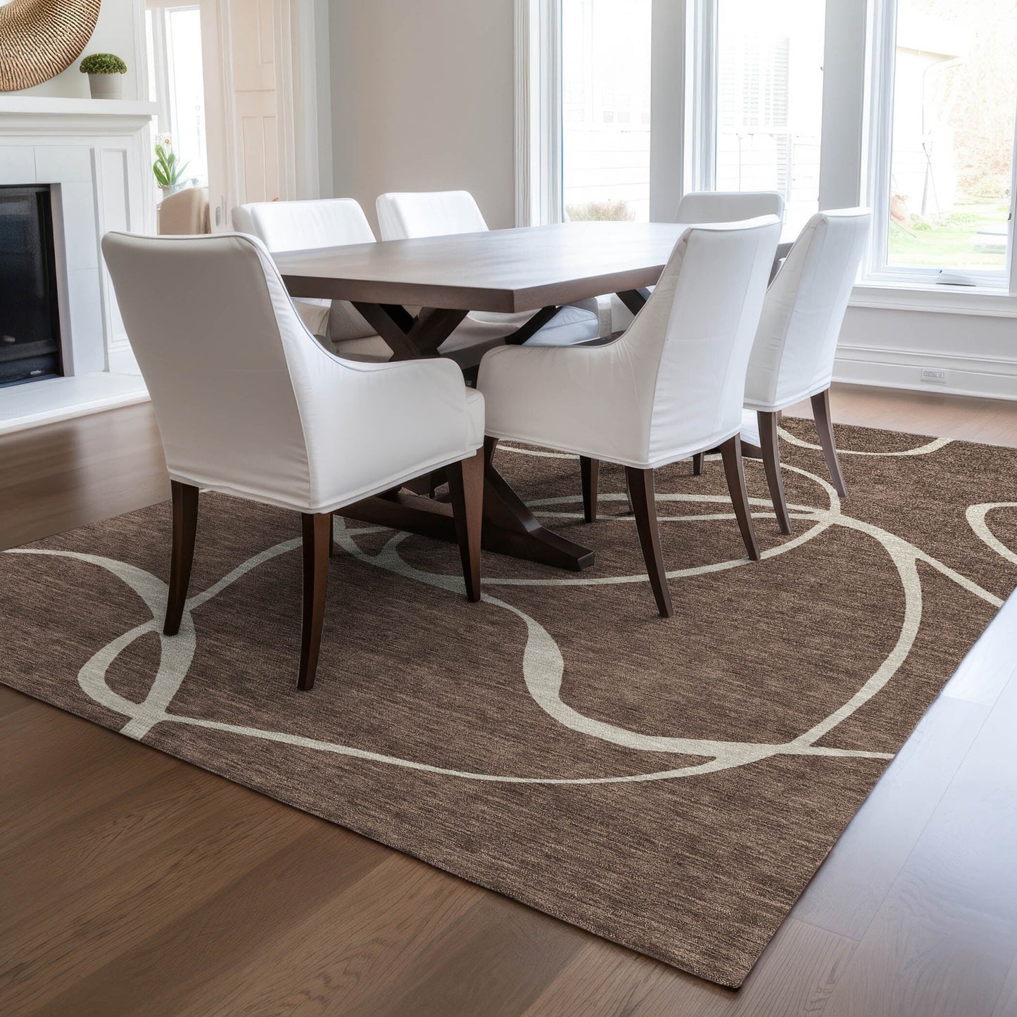 Tapis Chantille moderne abstrait lavable en machine pour intérieur/extérieur