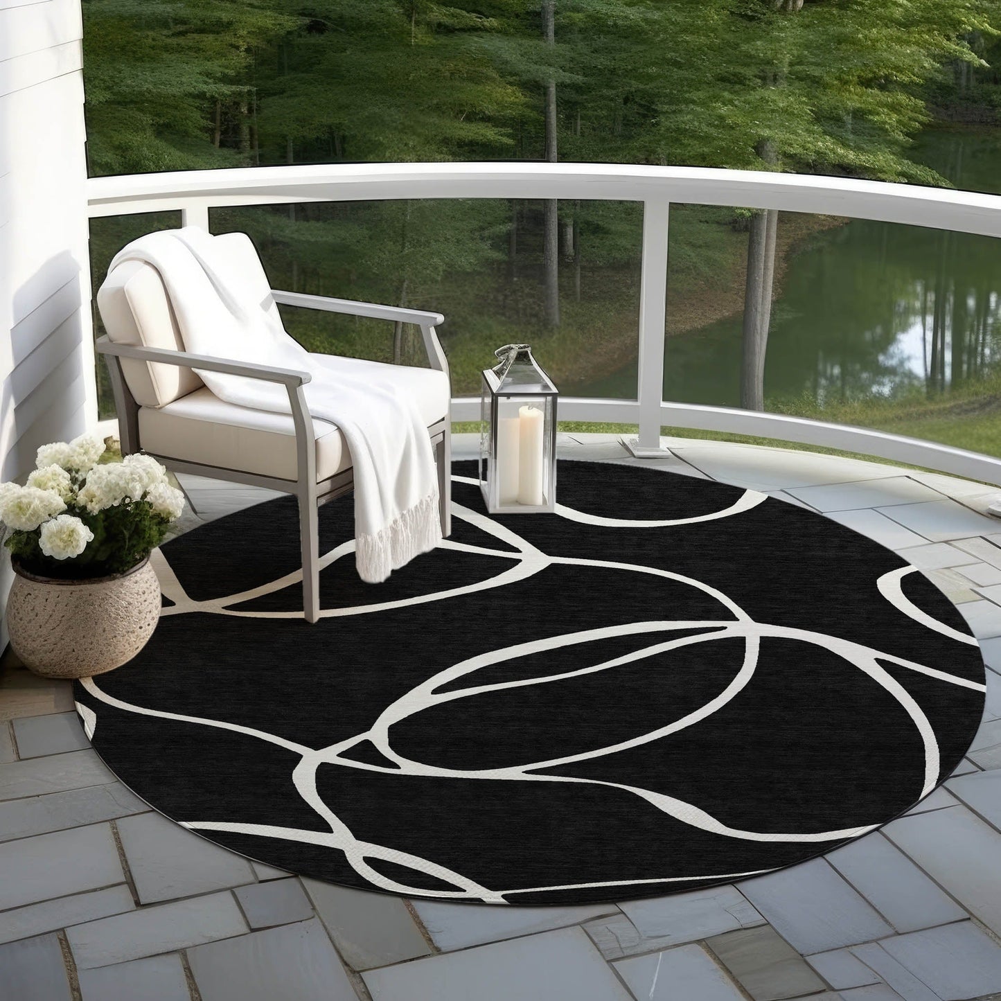 Tapis Chantille moderne abstrait lavable en machine pour intérieur/extérieur